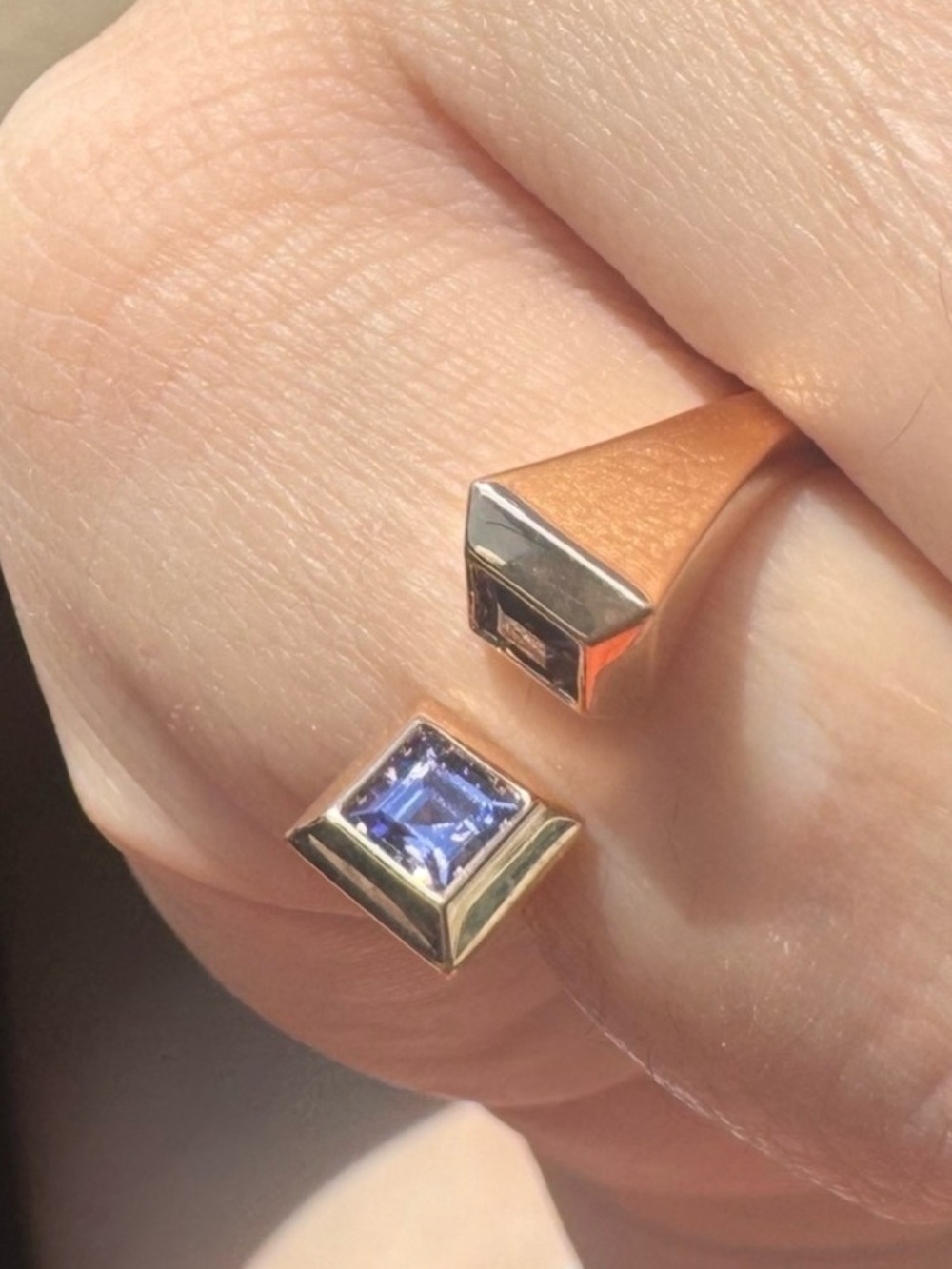 Hermes Rose Gold + Tanzanite Clou de Forge Ring